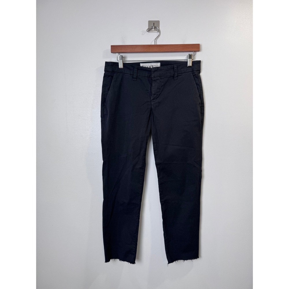 Frank & Eileen Womens Navy Wicklow Italian Cotton Chino Raw Hem Pants 2